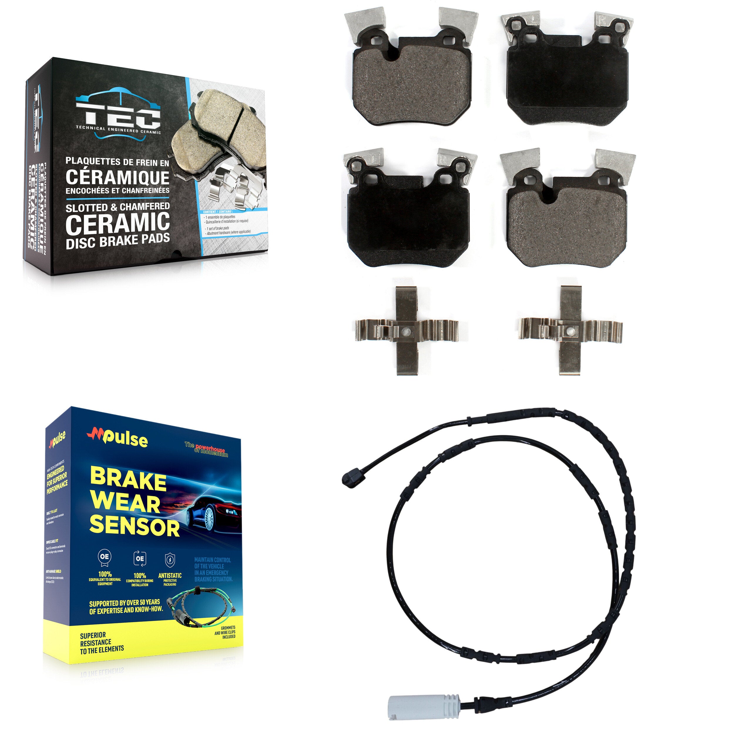Rear Ceramic Disc Brake Pads And Wear Sensors Kit For 2012-2013 BMW 135i 3.0L KTW-101211