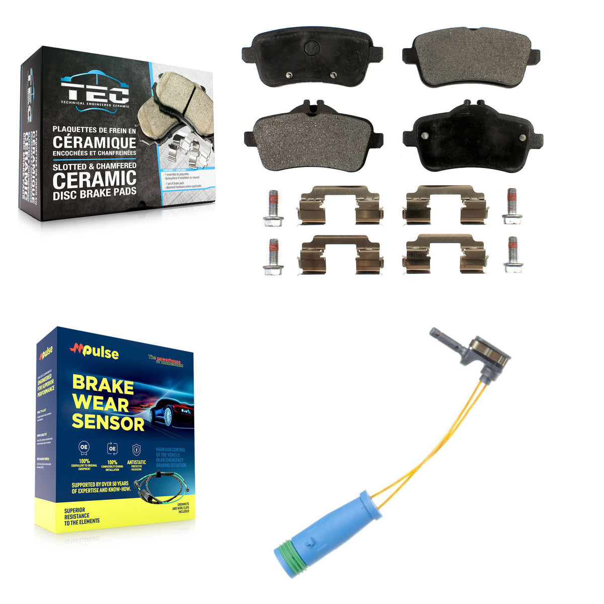 Rear Ceramic Disc Brake Pads & Wear Sensor Kit For 2014-2019 Mercedes-Benz CLA45 AMG 2.0L KTW-101226
