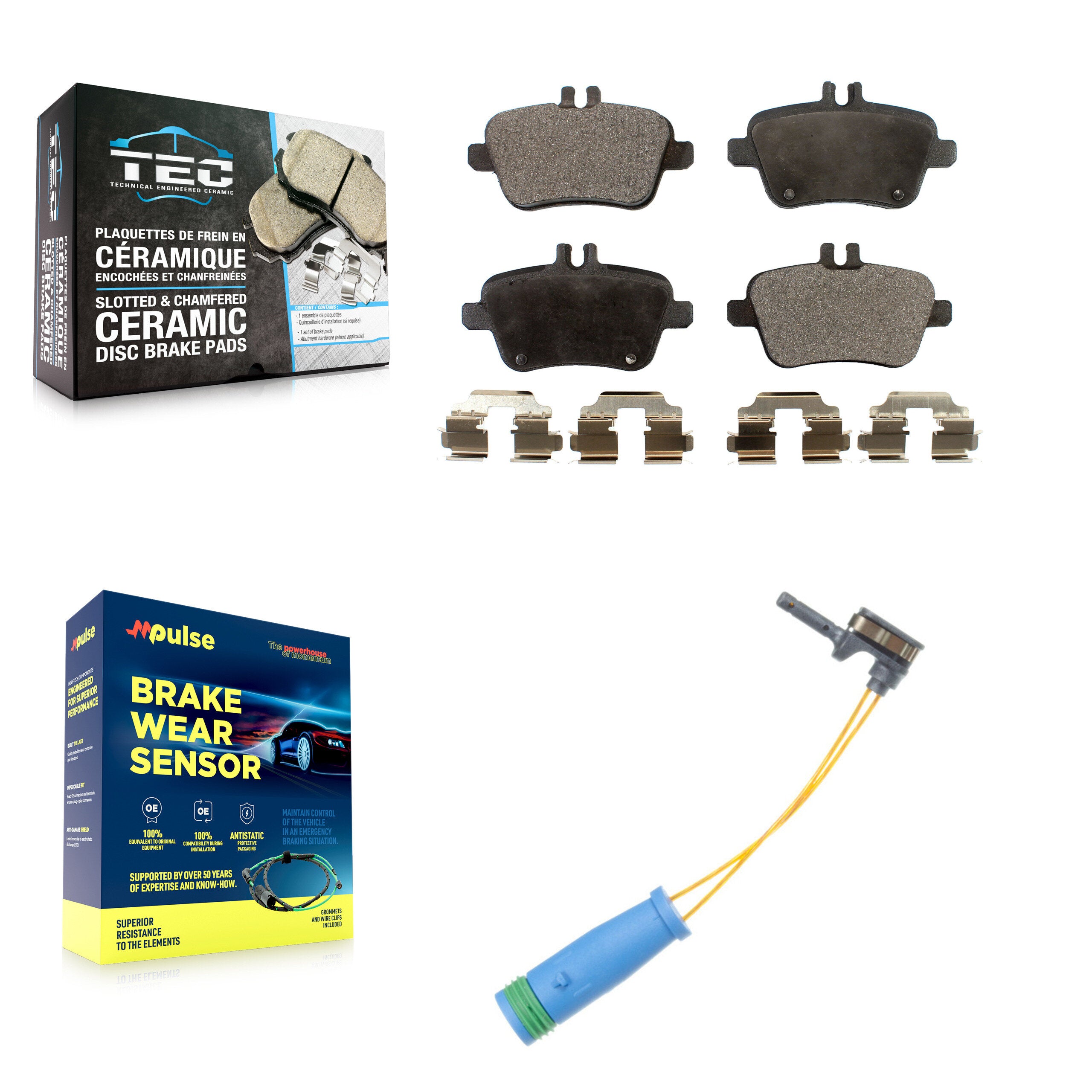 Rear Ceramic Disc Brake Pads And Wear Sensors Kit For Mercedes-Benz CLA250 GLA250 2.0L KTW-101229