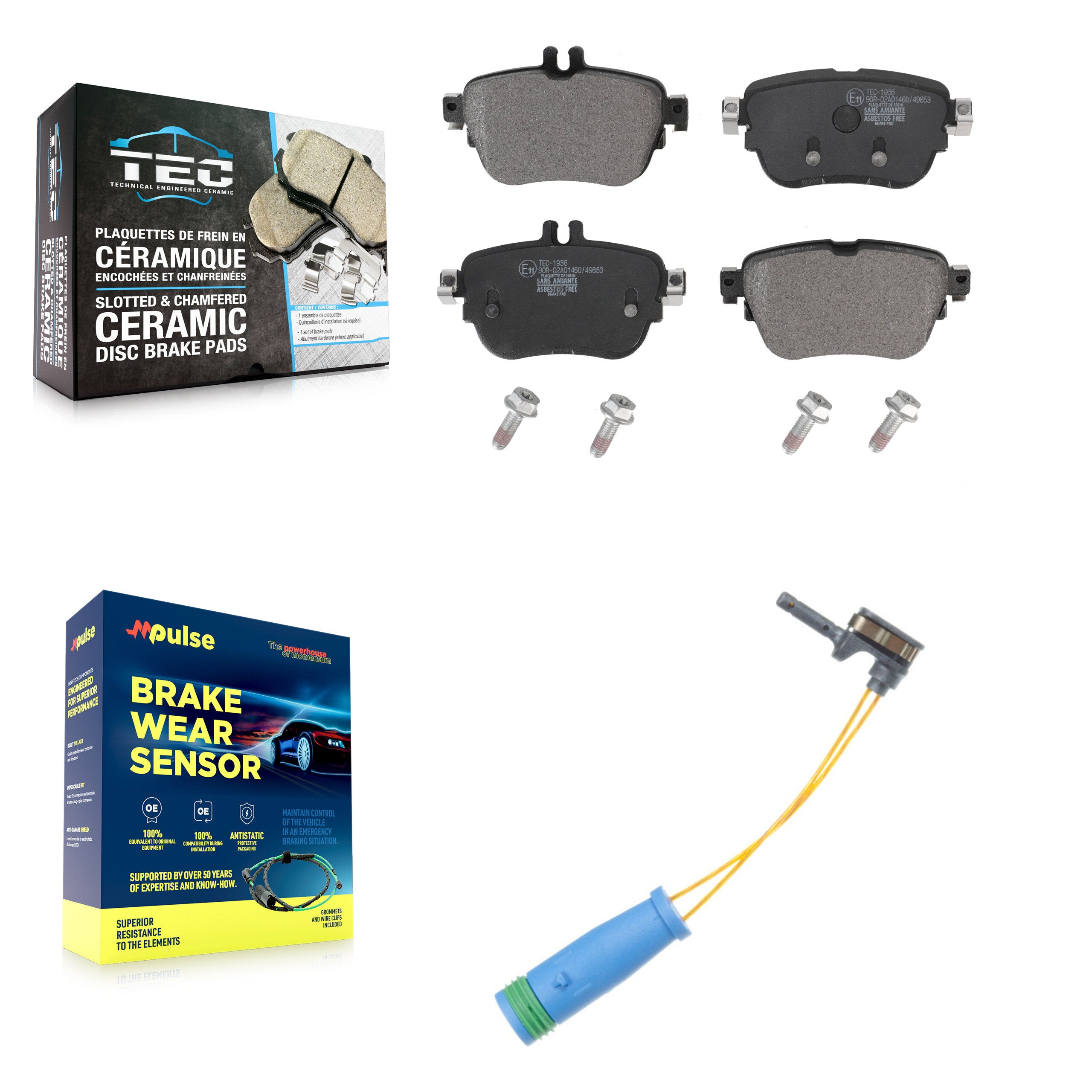 Rear Ceramic Disc Brake Pads And Wear Sensors Kit For Mercedes-Benz E300 KTW-101231