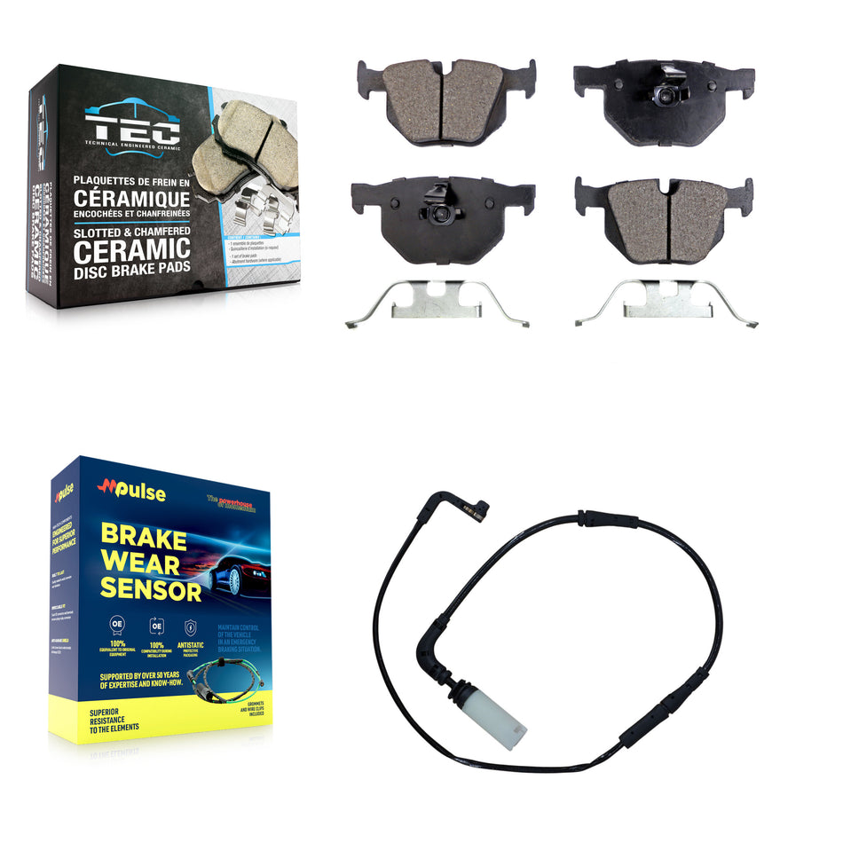 Rear Ceramic Brake Pad And Wear Sensor Kit For BMW 530i 530xi 528i xDrive 525i 535i 535xi KTW-101234