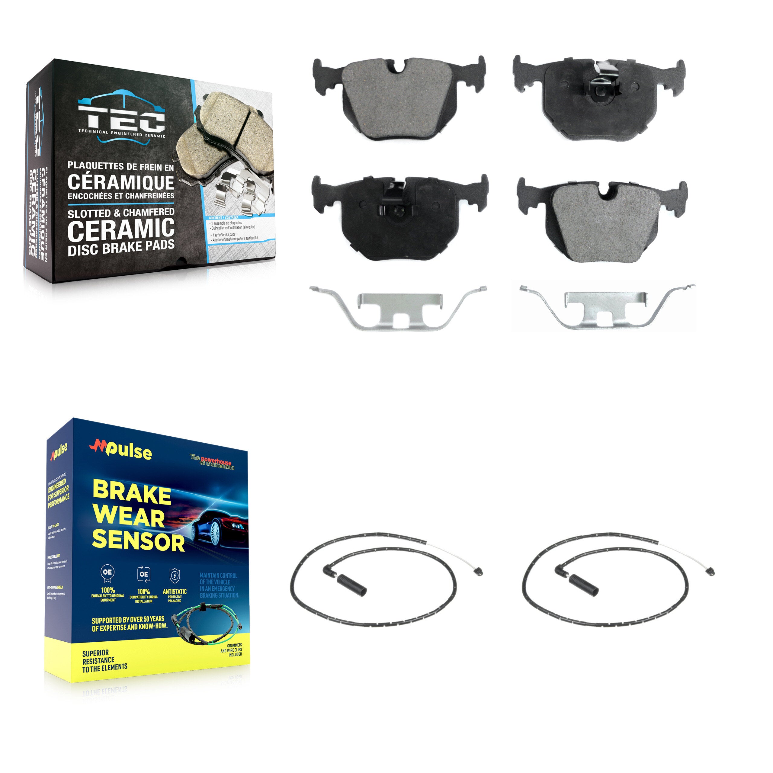 Rear Ceramic Disc Brake Pads And Wear Sensors Kit For 2004-2010 BMW X3 KTW-101244