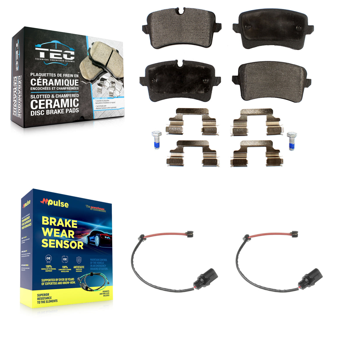 Rear Ceramic Disc Brake Pads And Wear Sensors Kit For Porsche Macan Audi A6 KTW-101253