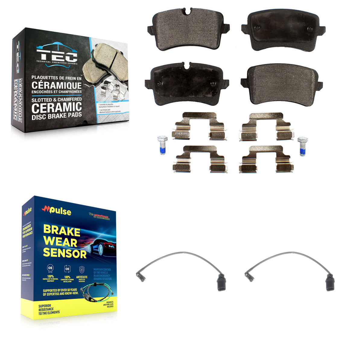 Rear Ceramic Brake Pad Wear Sensor Kit For Audi Porsche Macan A6 Quattro A7 RS5 S6 RS7 S7 KTW-101254