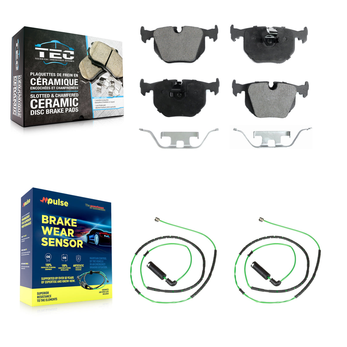 Rear Ceramic Brake Pads Wear Sensor Kit For 2006-2008 BMW Z4 M Roadster Coupe with 3.2L KTW-101260