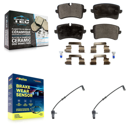 Rear Ceramic Brake Pad And Wear Sensor Kit For 2011-2012 Audi A8 Quattro with 356mm Rotor KTW-101264