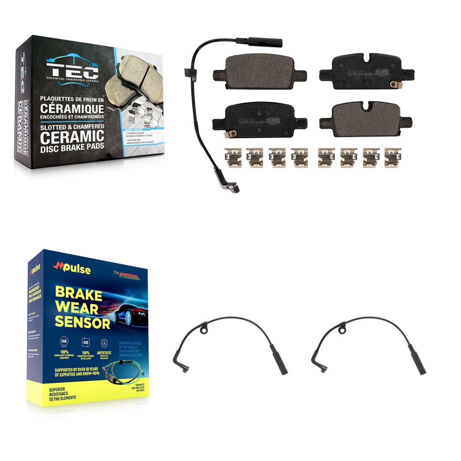 Rear Ceramic Brake Pad & Extra Wear Sensor Kit For GMC Chevrolet Silverado 1500 Sierra XL KTW-101266