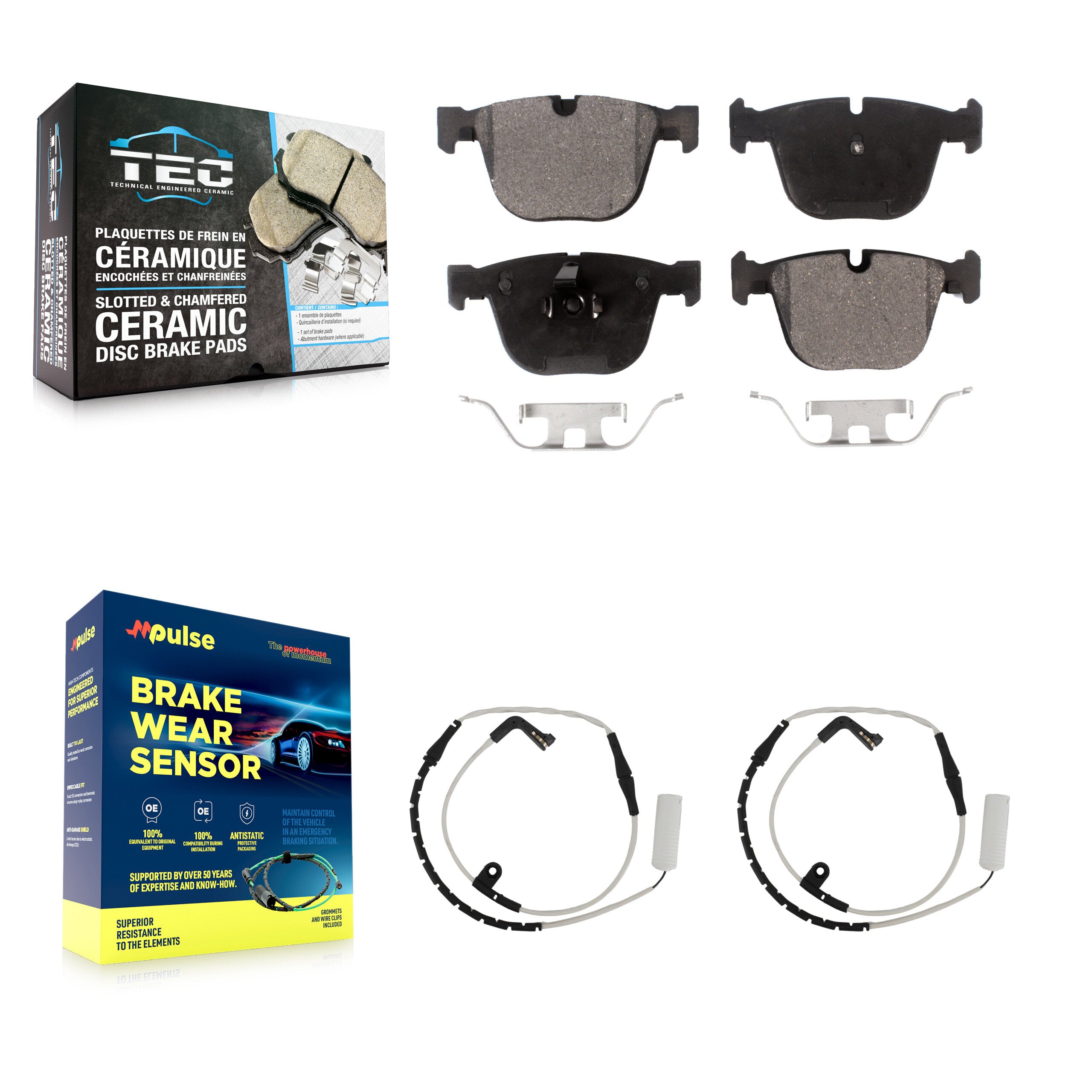 Rear Ceramic Brake Pad Wear Sensor Kit For BMW 750i 750Li 745i 745Li 760Li Alpina B7 760i KTW-101268