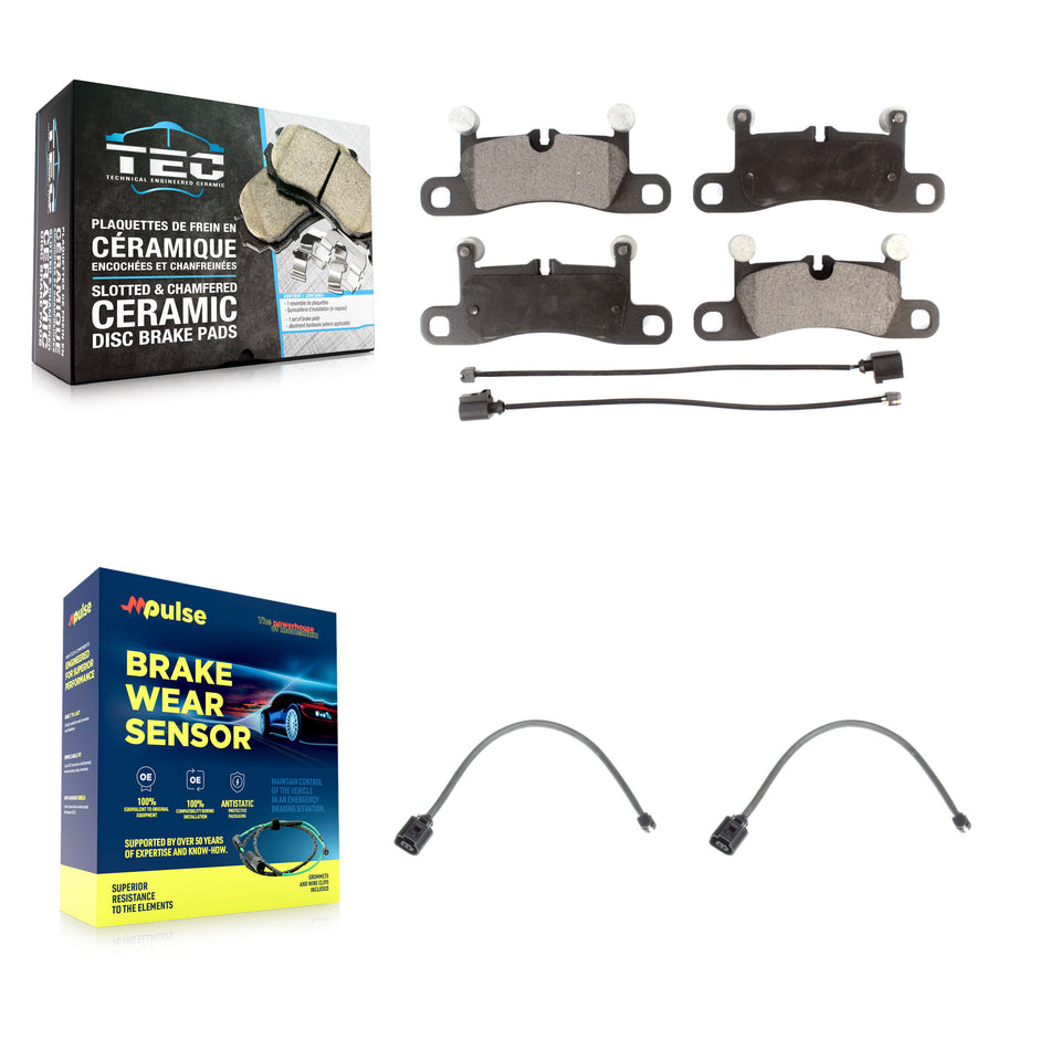 Rear Ceramic Disc Brake Pads And Extra Wear Sensors Kit For Porsche Cayenne with Harness KTW-101282