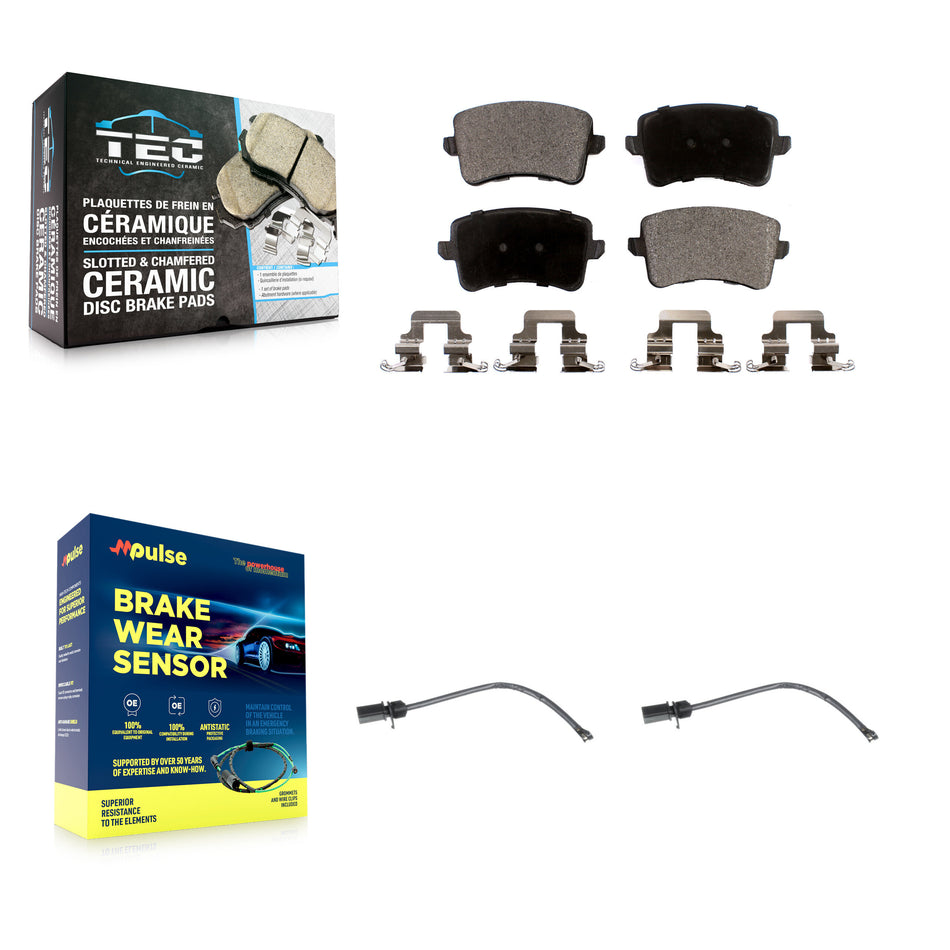 Rear Ceramic Disc Brake Pads And Wear Sensors Kit For 2015 Audi Q5 KTW-101283