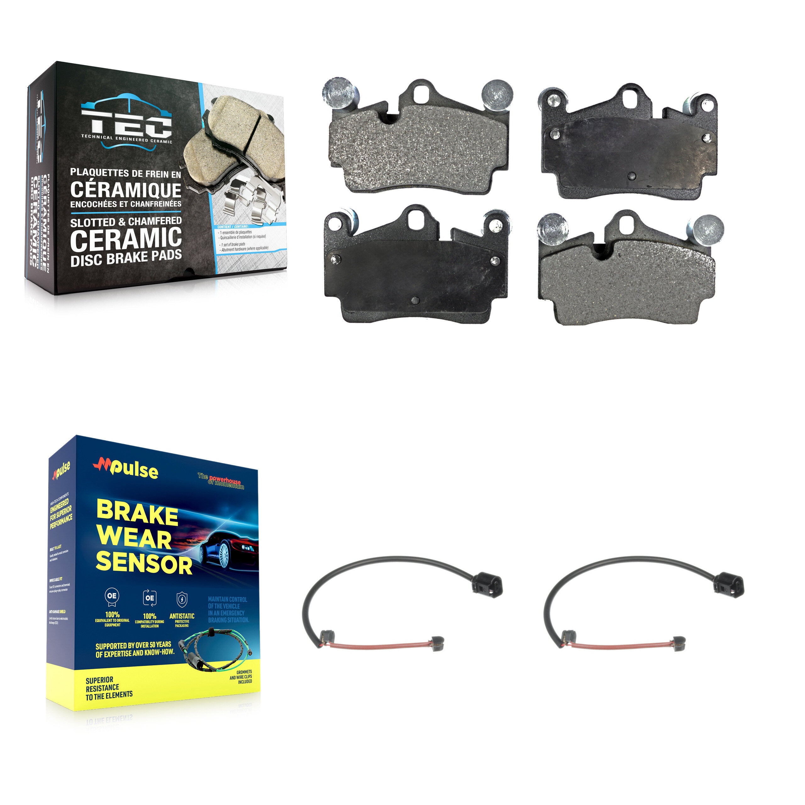 Rear Ceramic Disc Brake Pad And Wear Sensor Kit For 2005-2006 Porsche Cayenne S with 4.5L KTW-101284