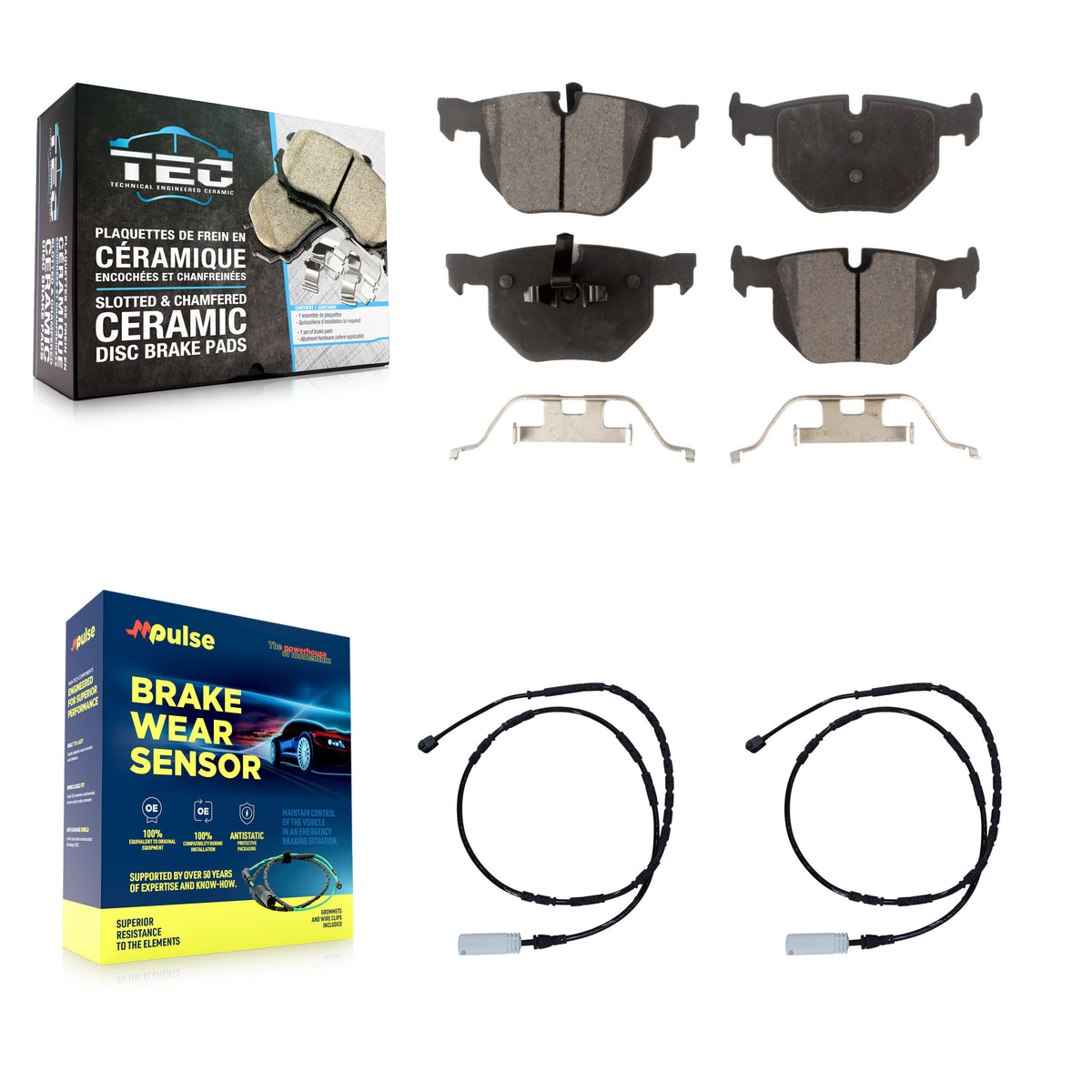 Rear Ceramic Disc Brake Pads And Wear Sensors Kit For BMW 335i 335is 335d KTW-101290