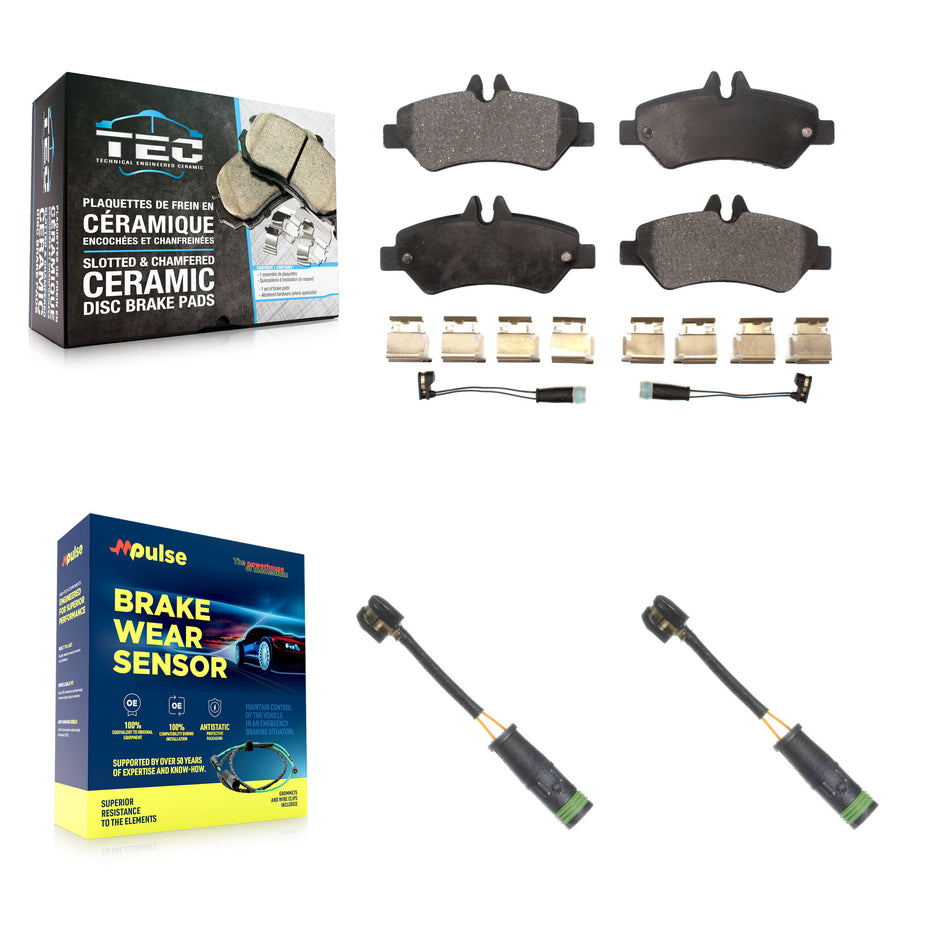 Rear Ceramic Brake Pad Extra Wear Sensor Kit For Mercedes-Benz Sprinter 3500 Freightliner KTW-101295