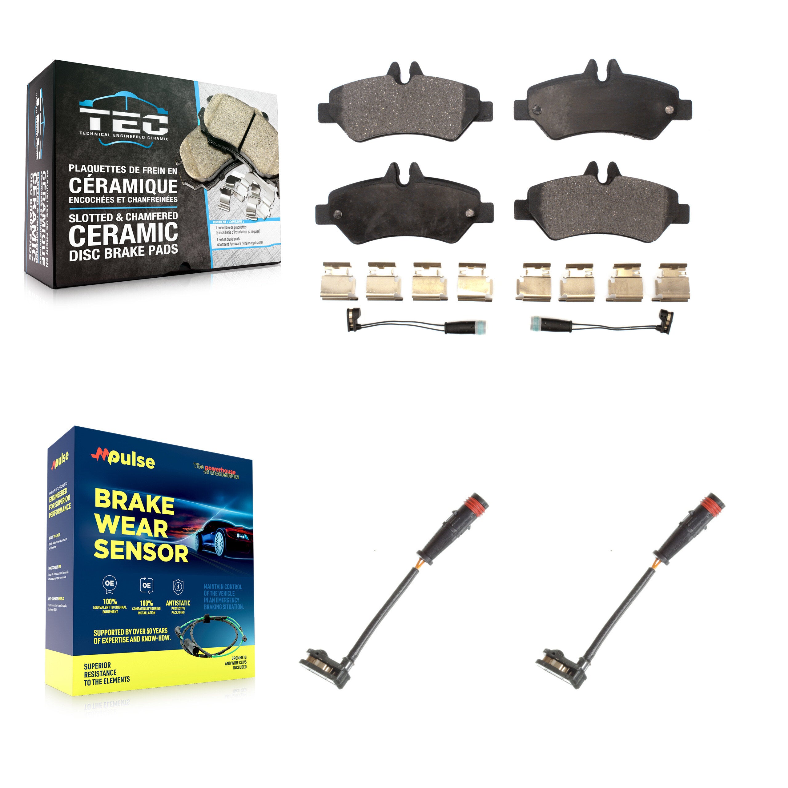 Rear Ceramic Brake Pad & Extra Wear Sensor Kit For Mercedes-Benz Sprinter 2500 3500 Dodge KTW-101297