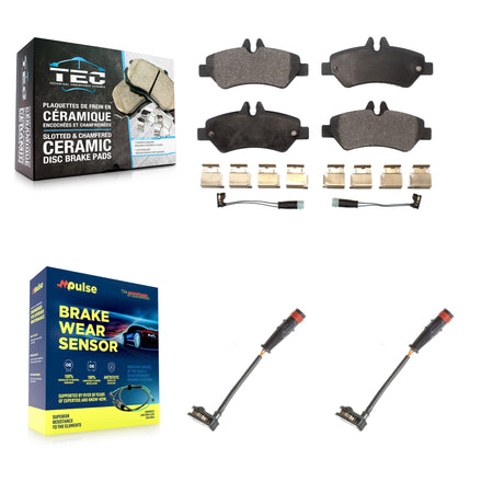 Rear Ceramic Brake Pad & Extra Wear Sensor Kit For Mercedes-Benz Sprinter 2500 3500 Dodge KTW-101297