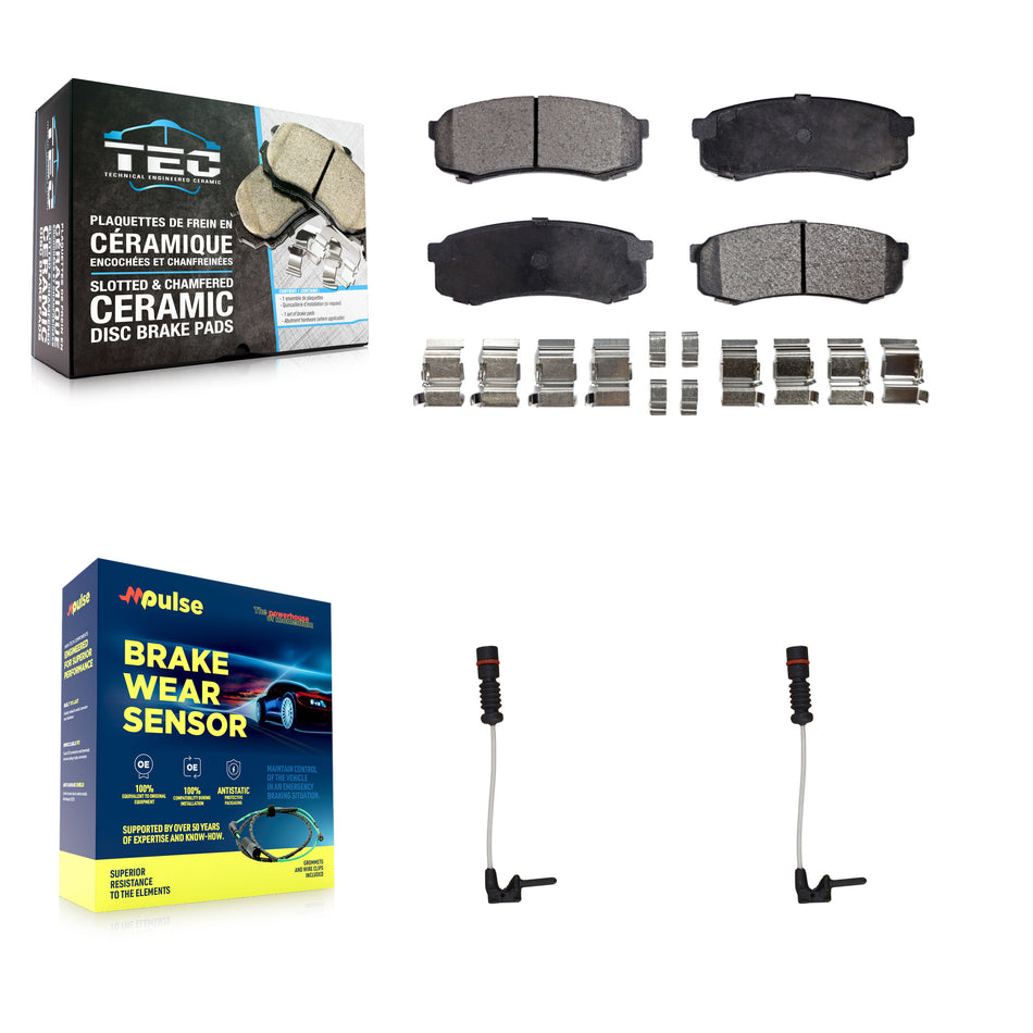 Rear Ceramic Disc Brake Pads And Wear Sensors Kit For 2000 Mercedes-Benz C43 AMG 4.3L KTW-101307