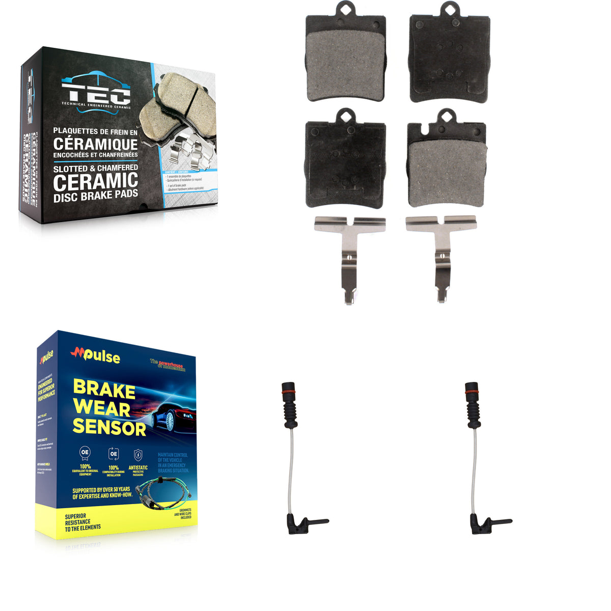 Rear Ceramic Disc Brake Pads And Wear Sensors Kit For Mercedes-Benz E320 CLK320 E430 KTW-101308