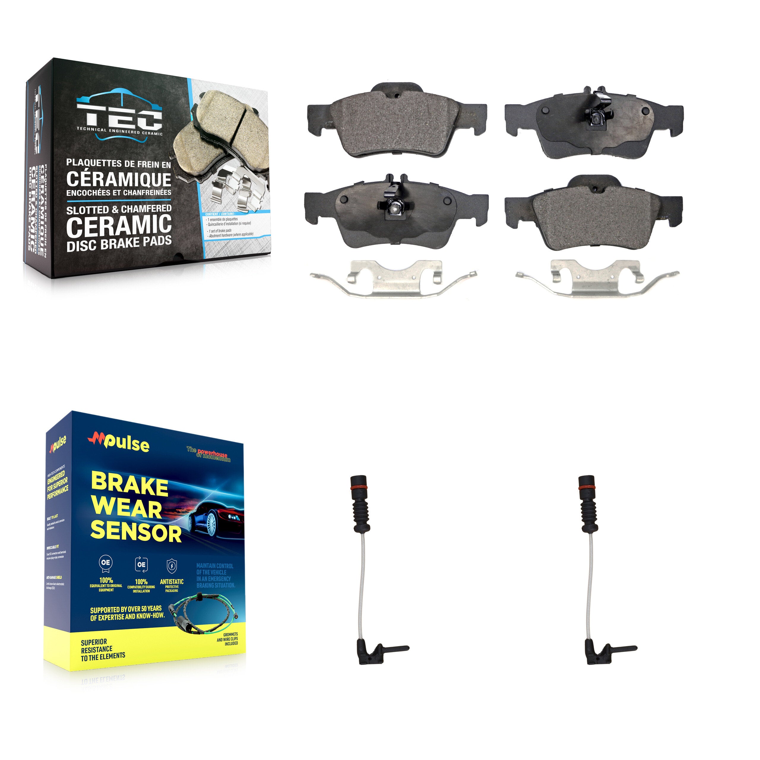 Rear Ceramic Disc Brake Pad & Wear Sensor Kit For 2003 Mercedes-Benz E320 Sedan with 3.2L KTW-101309
