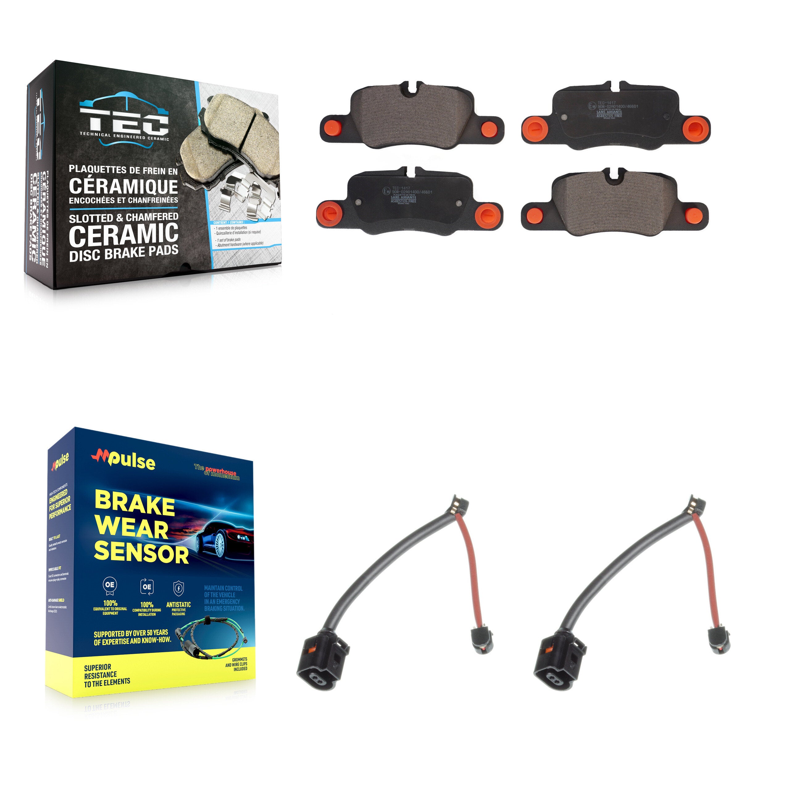 Rear Ceramic Disc Brake Pads And Wear Sensors Kit For Porsche Panamera KTW-101315