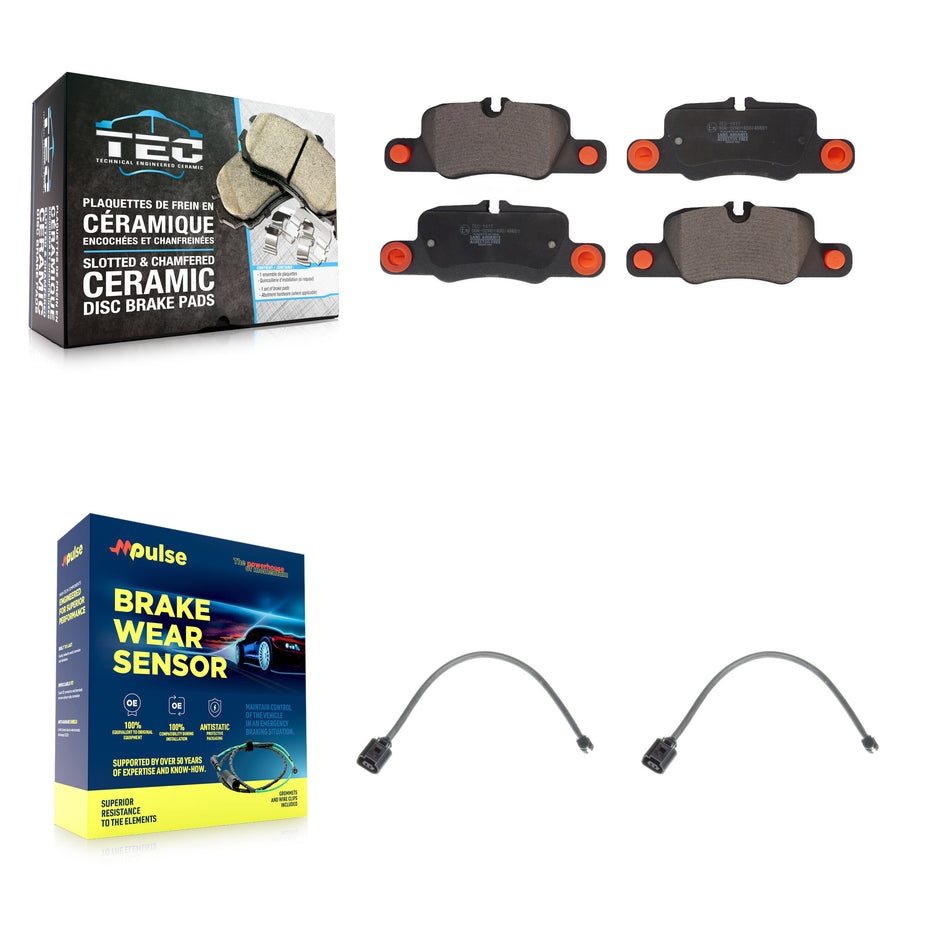 Rear Ceramic Disc Brake Pad & Wear Sensor Kit For 2012-2016 Porsche Panamera with Harness KTW-101316