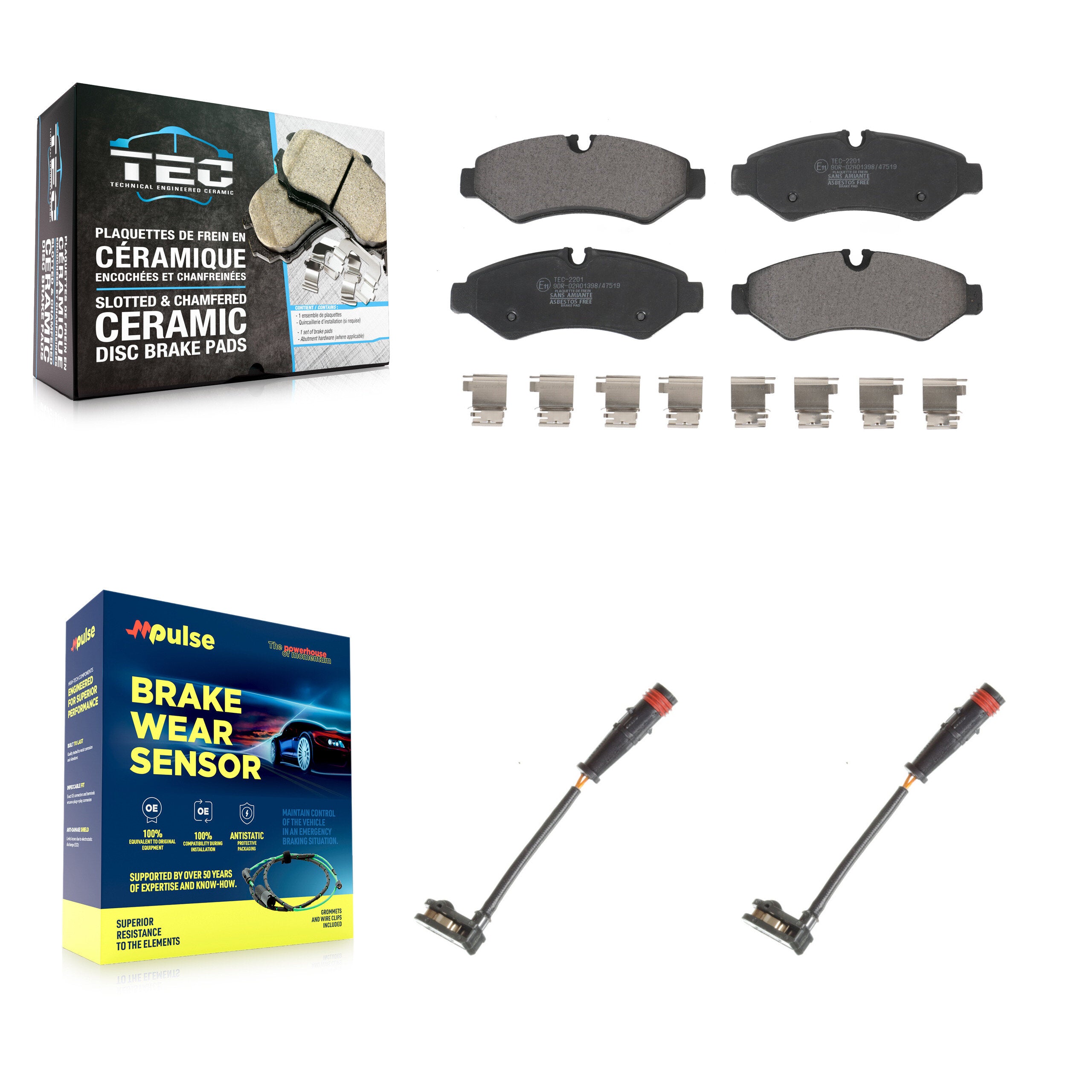 Rear Ceramic Disc Brake Pads And Wear Sensors Kit For Mercedes-Benz Sprinter 2500 1500 KTW-101329