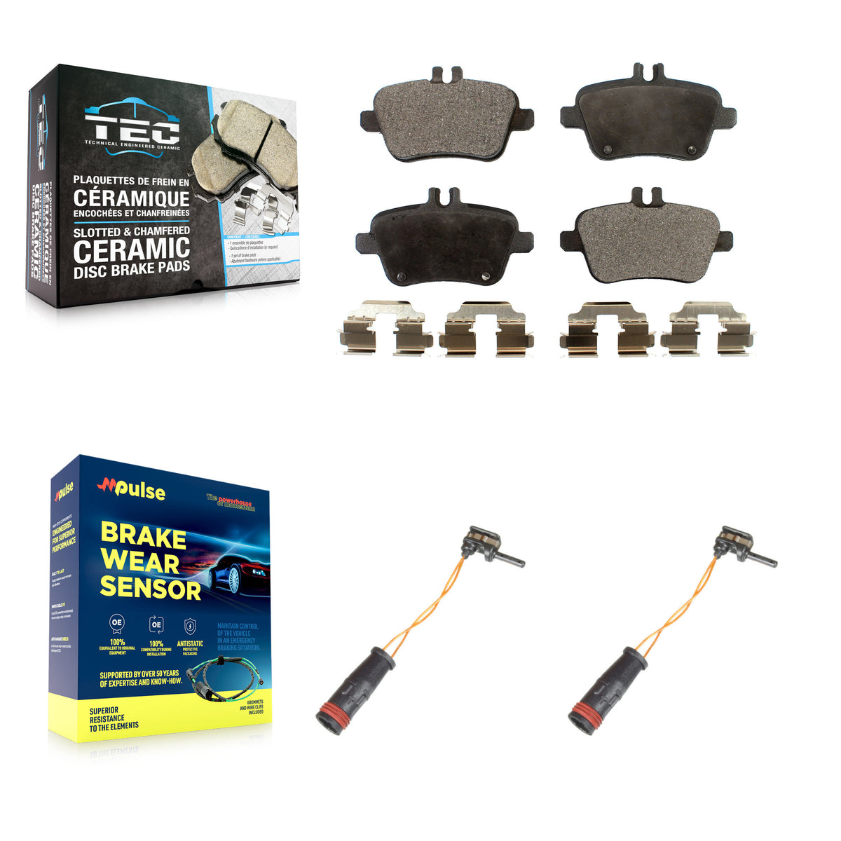 Rear Ceramic Disc Brake Pads And Wear Sensors Kit For Mercedes-Benz SLK350 KTW-101344