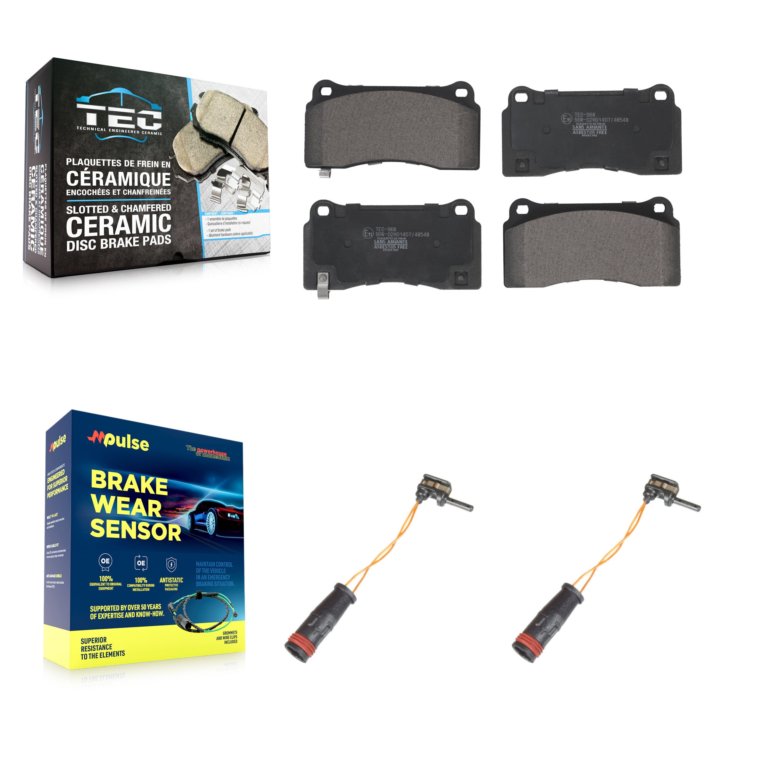Rear Ceramic Disc Brake Pads And Wear Sensors Kit For 2011-2014 Mercedes-Benz CL550 4.7L KTW-101345