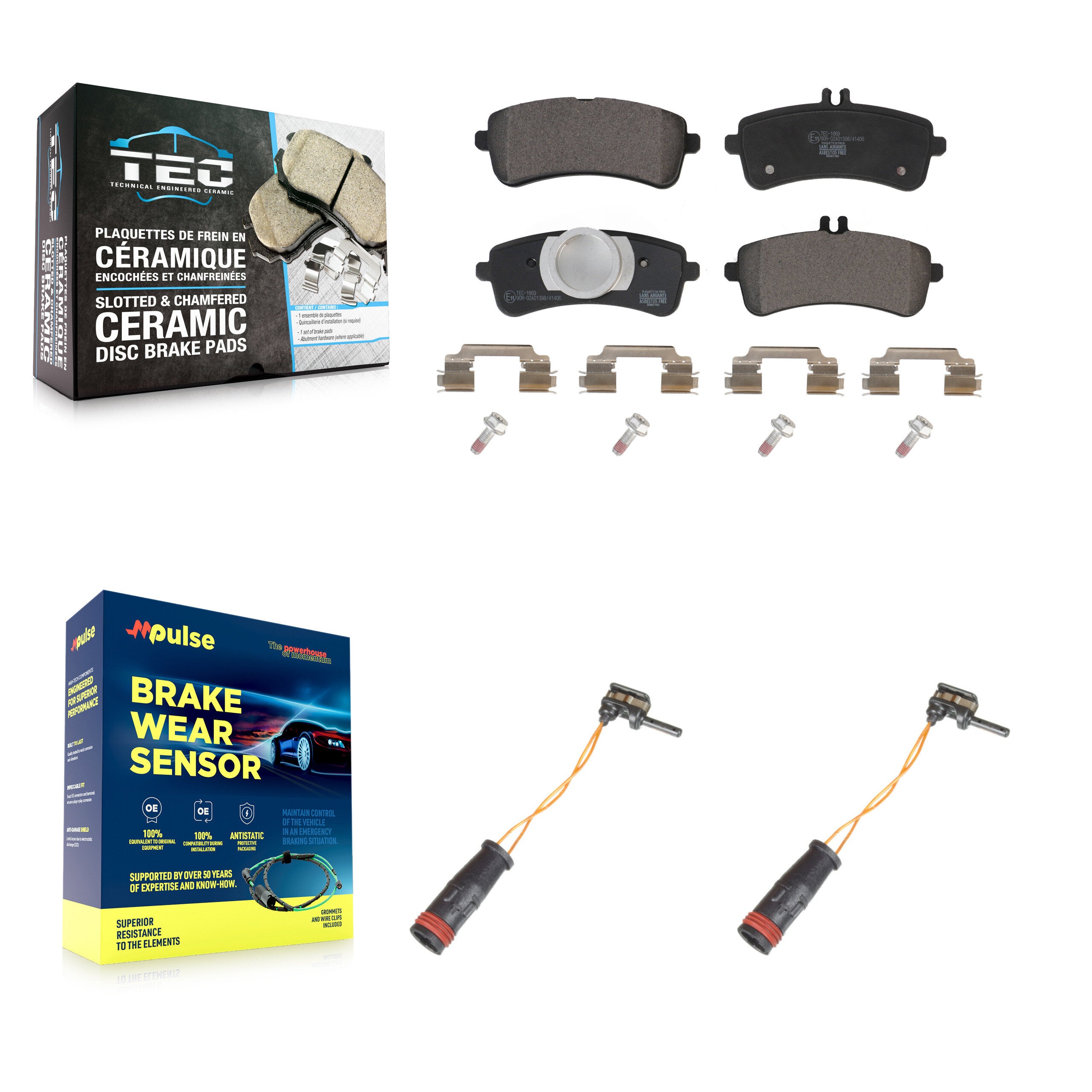 Rear Ceramic Disc Brake Pads And Wear Sensors Kit For Mercedes-Benz S63 AMG SL63 S65 SL65 KTW-101346