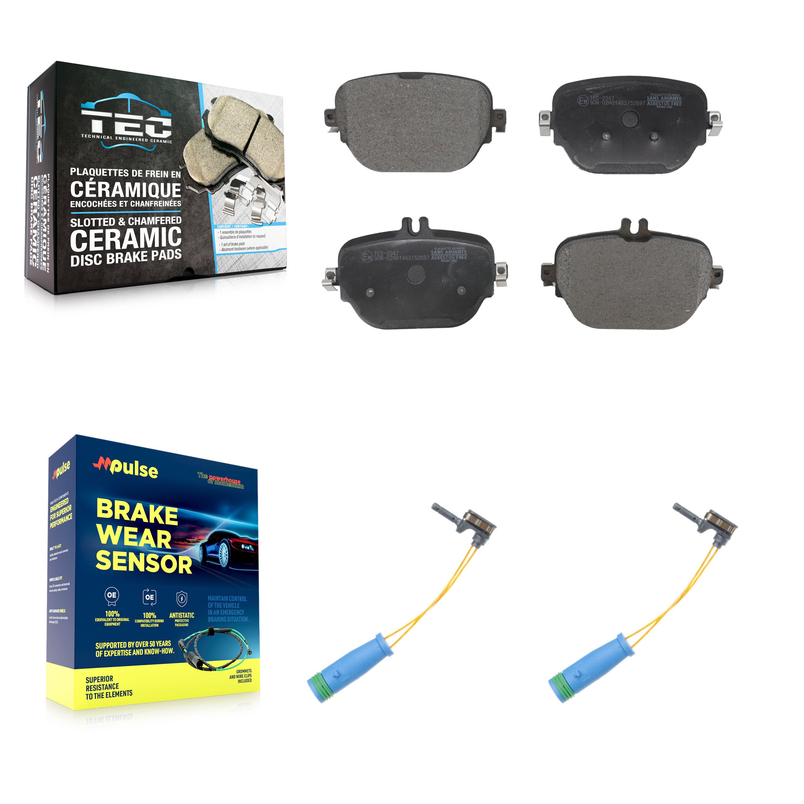 Rear Ceramic Brake Pads Wear Sensor Kit For Mercedes-Benz E400 E450 E53 AMG E43 CLS53 E63 KTW-101350