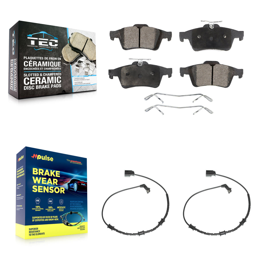 Rear Ceramic Disc Brake Pads And Wear Sensors Kit For Jaguar XF XJ XK XKR KTW-101361
