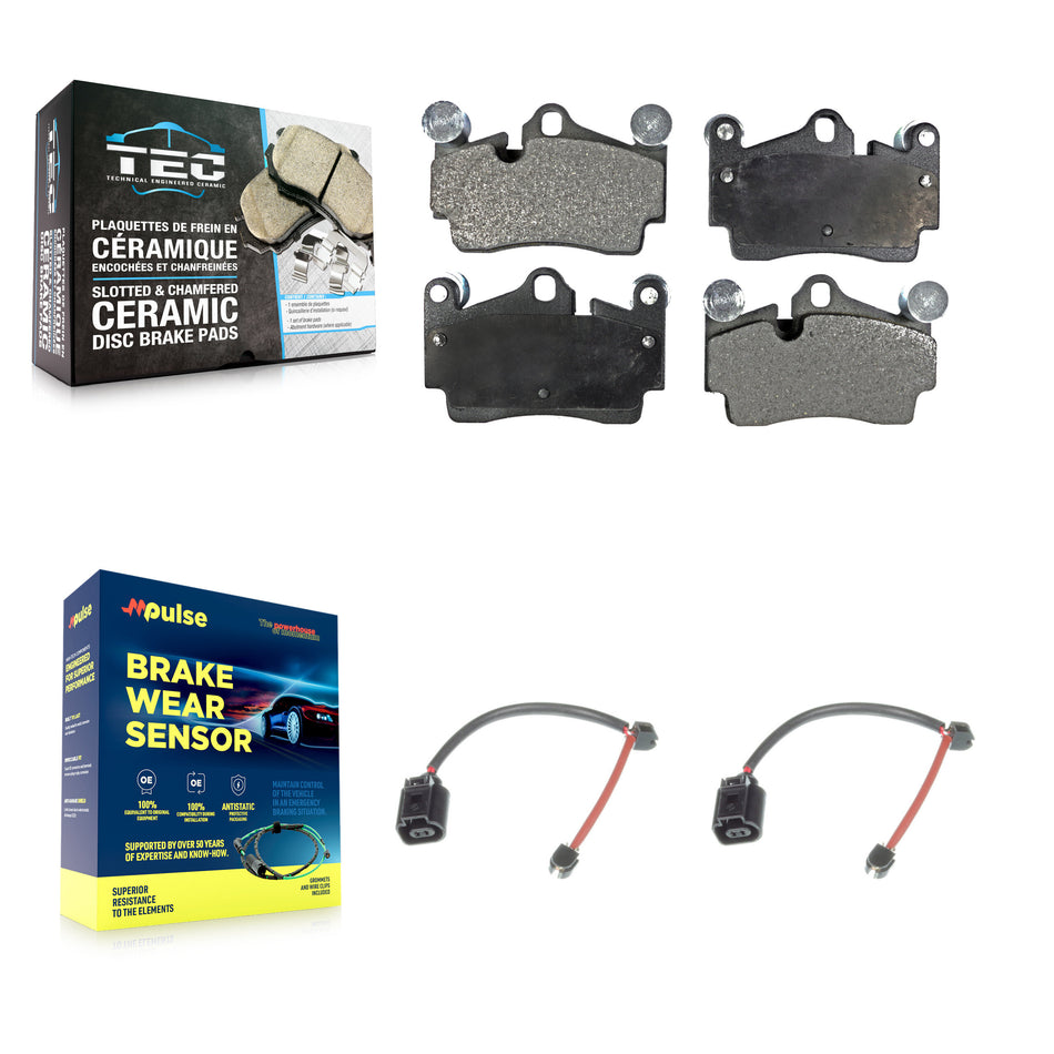 Rear Ceramic Disc Brake Pads And Wear Sensors Kit For Porsche Cayenne KTW-101365