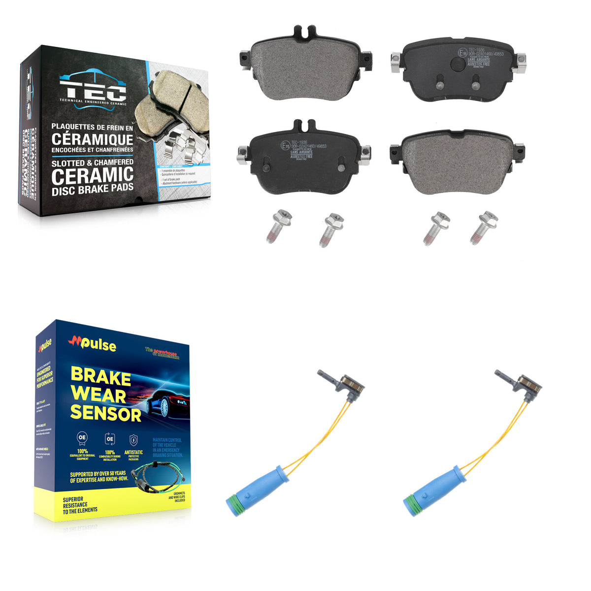 Rear Ceramic Disc Brake Pads And Wear Sensors Kit For Mercedes-Benz E300 KTW-101388