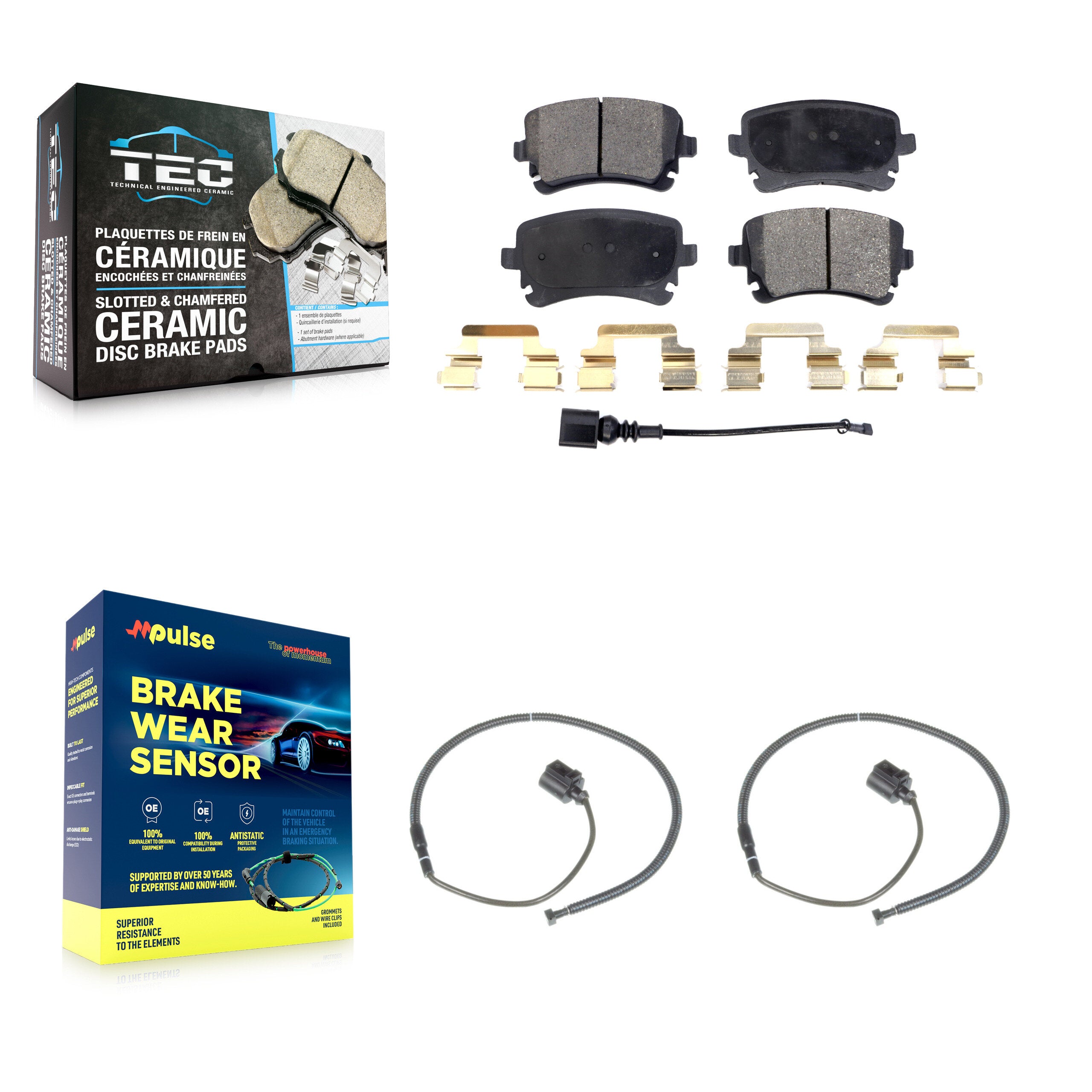 Rear Ceramic Disc Brake Pads And Extra Wear Sensors Kit For Volkswagen Phaeton Audi S6 KTW-101389