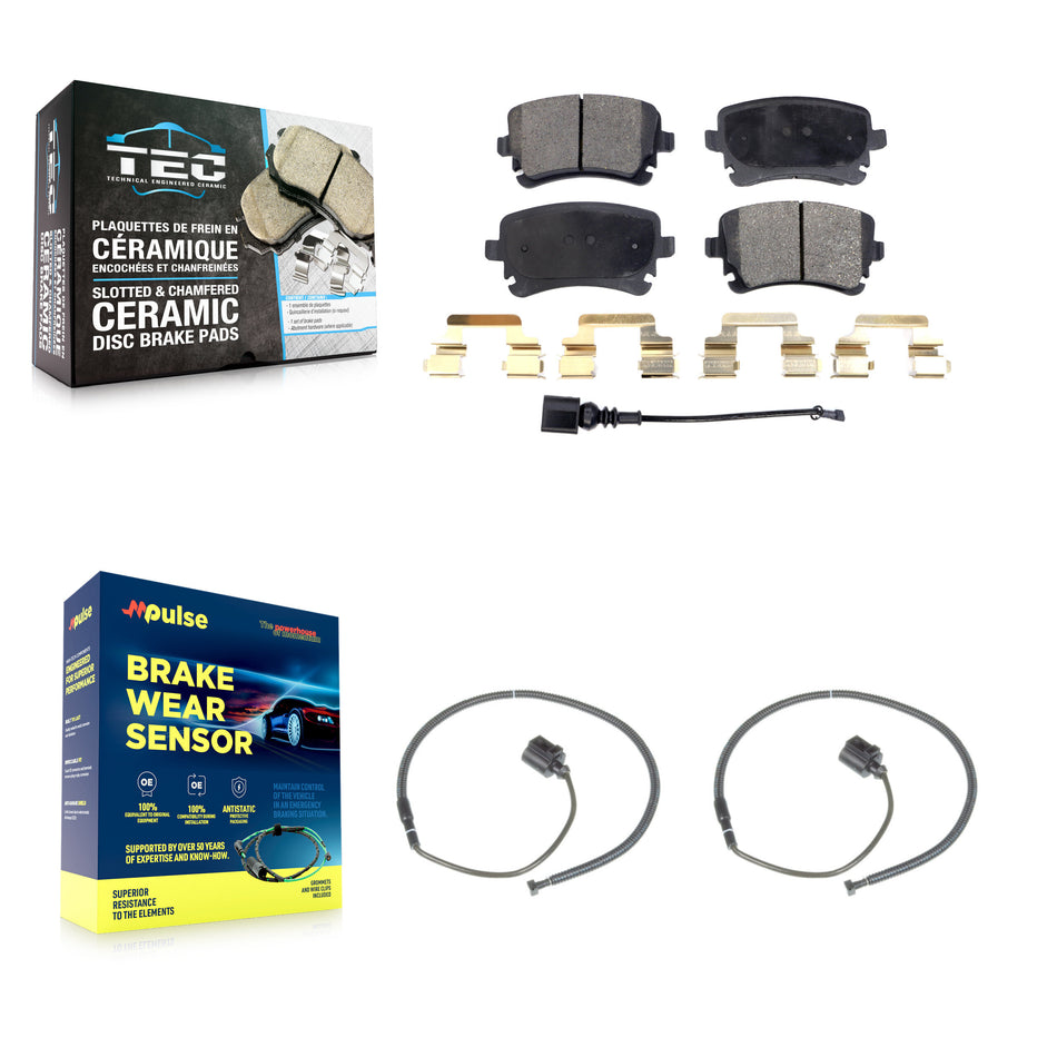 Rear Ceramic Disc Brake Pads And Extra Wear Sensors Kit For Volkswagen Phaeton Audi S6 KTW-101389