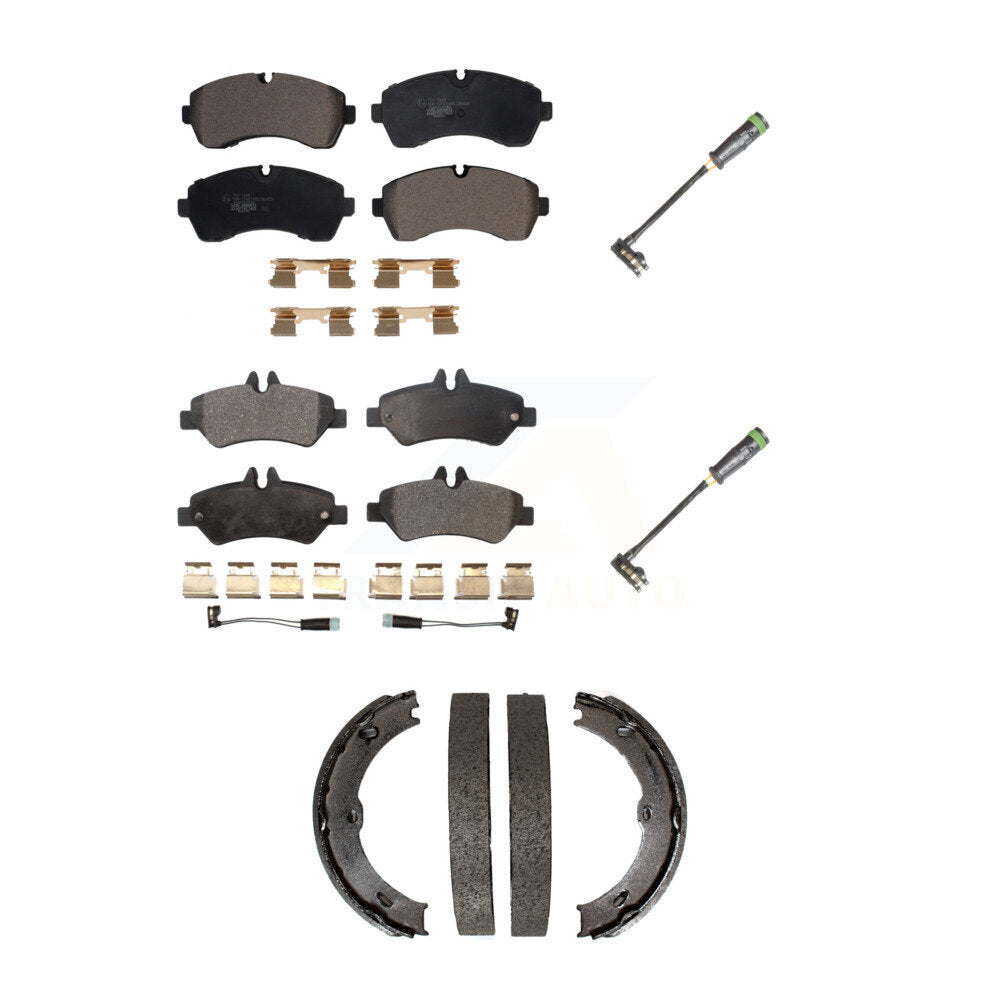 Front Rear Ceramic Brake Pad & Extra Wear Sensor Kit (5Pc) For Freightliner Sprinter 3500 KTW-101442