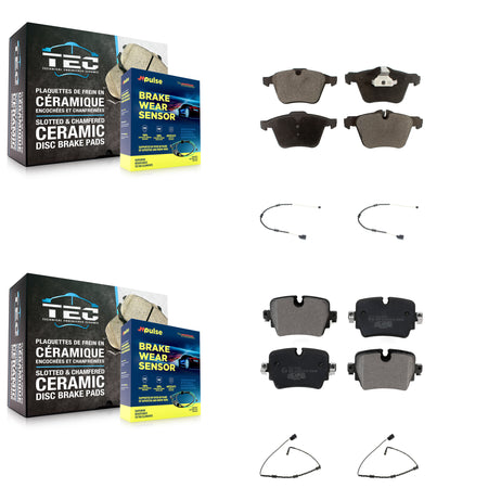 Front Rear Ceramic Brake Pad Wear Sensor Kit For Jaguar XJ RWD with 3.0L Disc rear brakes KTW-101447