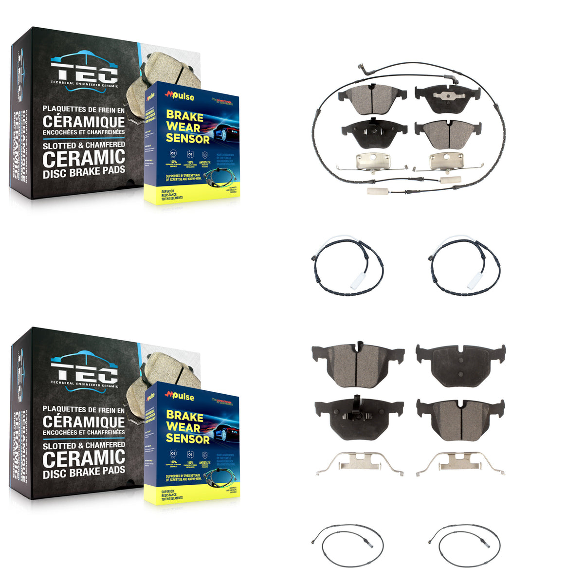 Front Rear Ceramic Disc Brake Pads And Extra Wear Sensors Kit For BMW 335i xDrive KTW-101448