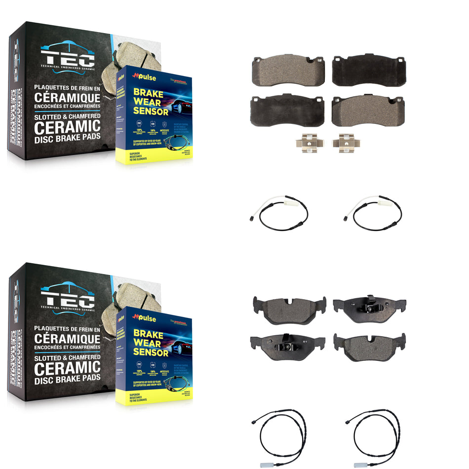 Front Rear Ceramic Brake Pad Wear Sensor Kit For BMW 328i With 370mm Diameter Rotor KTW-101452