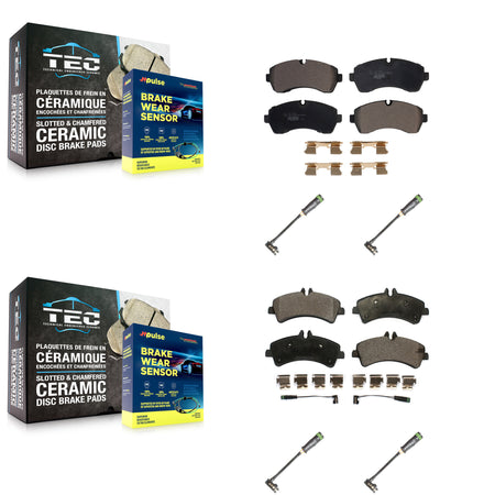 Front Rear Ceramic Disc Brake Pads & Extra Wear Sensor Kit For Freightliner Sprinter 3500 KTW-101461