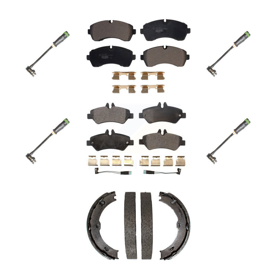 Front Rear Ceramic Brake Pad & Extra Wear Sensor Kit (7Pc) For Freightliner Sprinter 3500 KTW-101487
