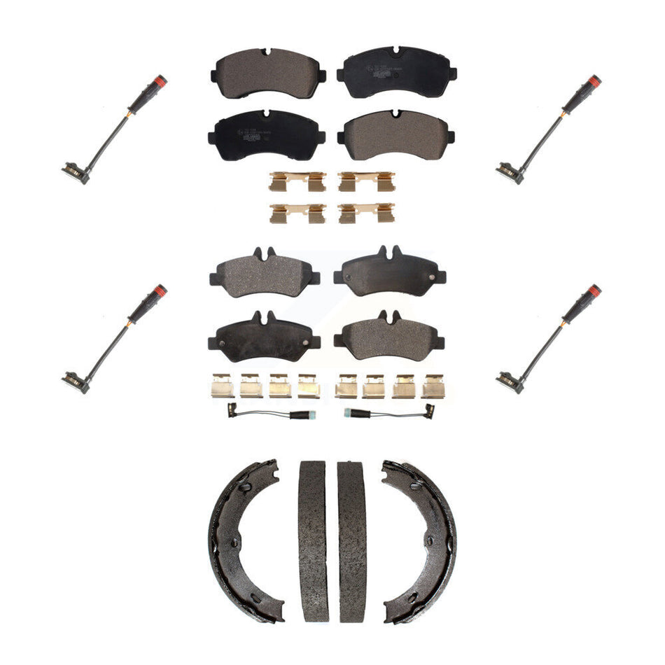 Front Rear Ceramic Brake Pads Extra Wear Sensor Kit (7Pc) For 09 Dodge Sprinter 3500 3.0L KTW-101489