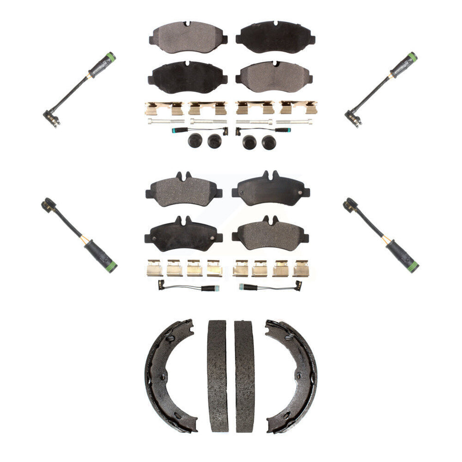 Front Rear Ceramic Brake Pad & Extra Wear Sensor Kit (7Pc) For Freightliner Sprinter 2500 KTW-101490