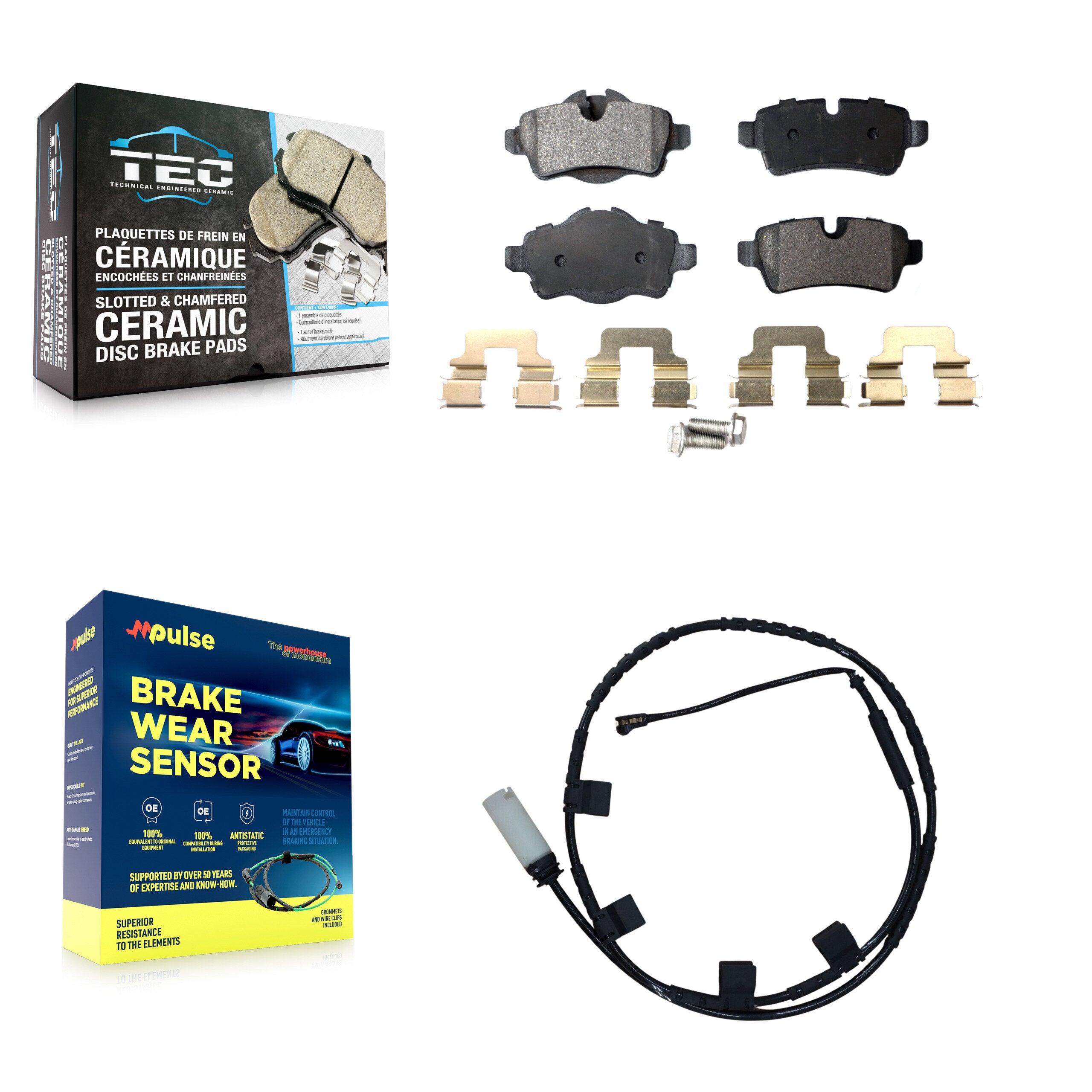 Rear Ceramic Disc Brake Pads And Wear Sensors Kit For Mini Cooper KTW-101496