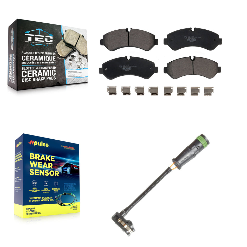 Rear Ceramic Disc Brake Pads And Wear Sensors Kit For Freightliner Sprinter 3500 KTW-101503