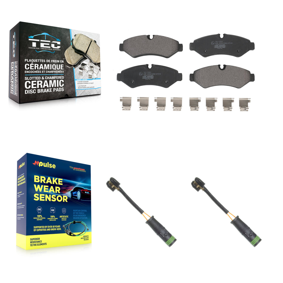 Rear Ceramic Disc Brake Pads Wear Sensor Kit For Mercedes-Benz Sprinter 4500 Freightliner KTW-101506