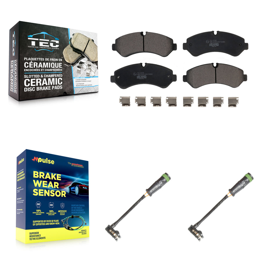 Rear Ceramic Disc Brake Pads And Wear Sensors Kit For Freightliner Sprinter 3500 KTW-101514