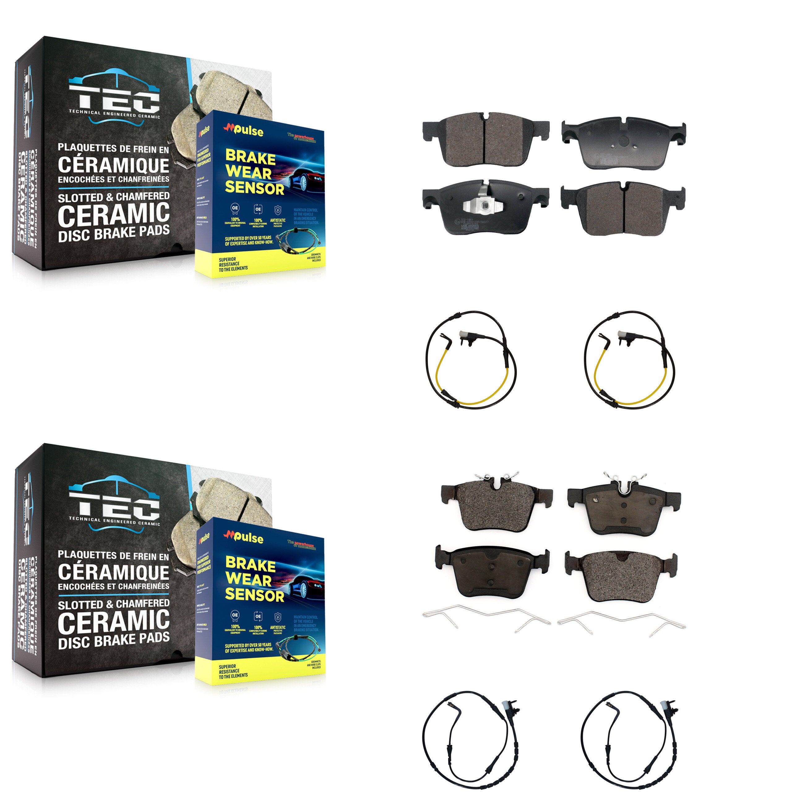Front Rear Ceramic Brake Pads & Wear Sensor Kit For 2024 Land Rover Range Velar 2.0L 3.0L KTW-101522