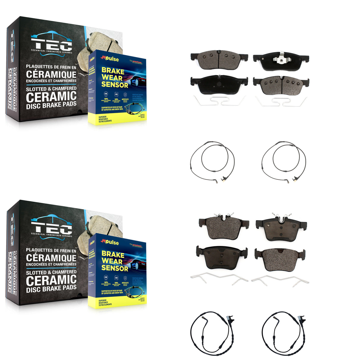 Front Rear Ceramic Brake Pad And Wear Sensor Kit For Jaguar F-Pace Land Rover Range Velar KTW-101524
