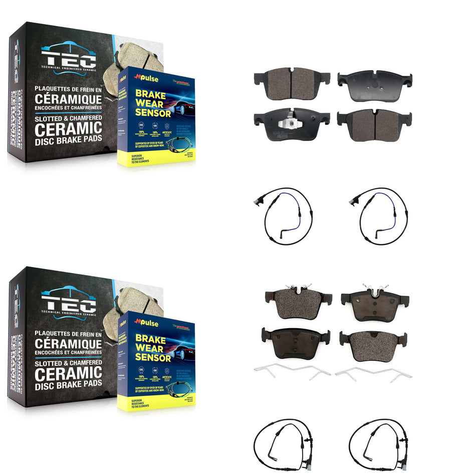 Front Rear Ceramic Disc Brake Pads And Wear Sensors Kit For Jaguar XE XF KTW-101526