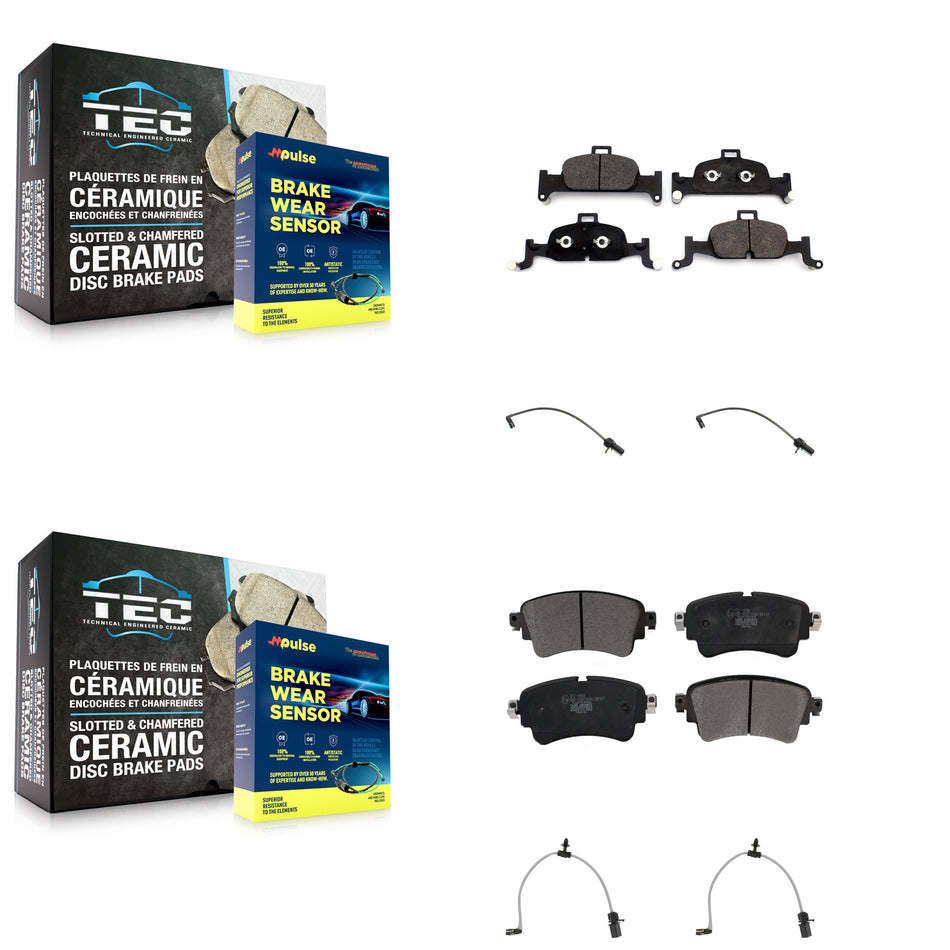 Front Rear Ceramic Disc Brake Pads And Wear Sensors Kit For Audi A6 Quattro 2.0L KTW-101530